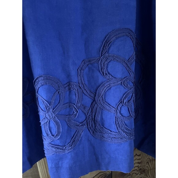 BODEN 100% Linen Royal Purple FLORAL Skirt A-Line US 12L - Picture 2 of 7